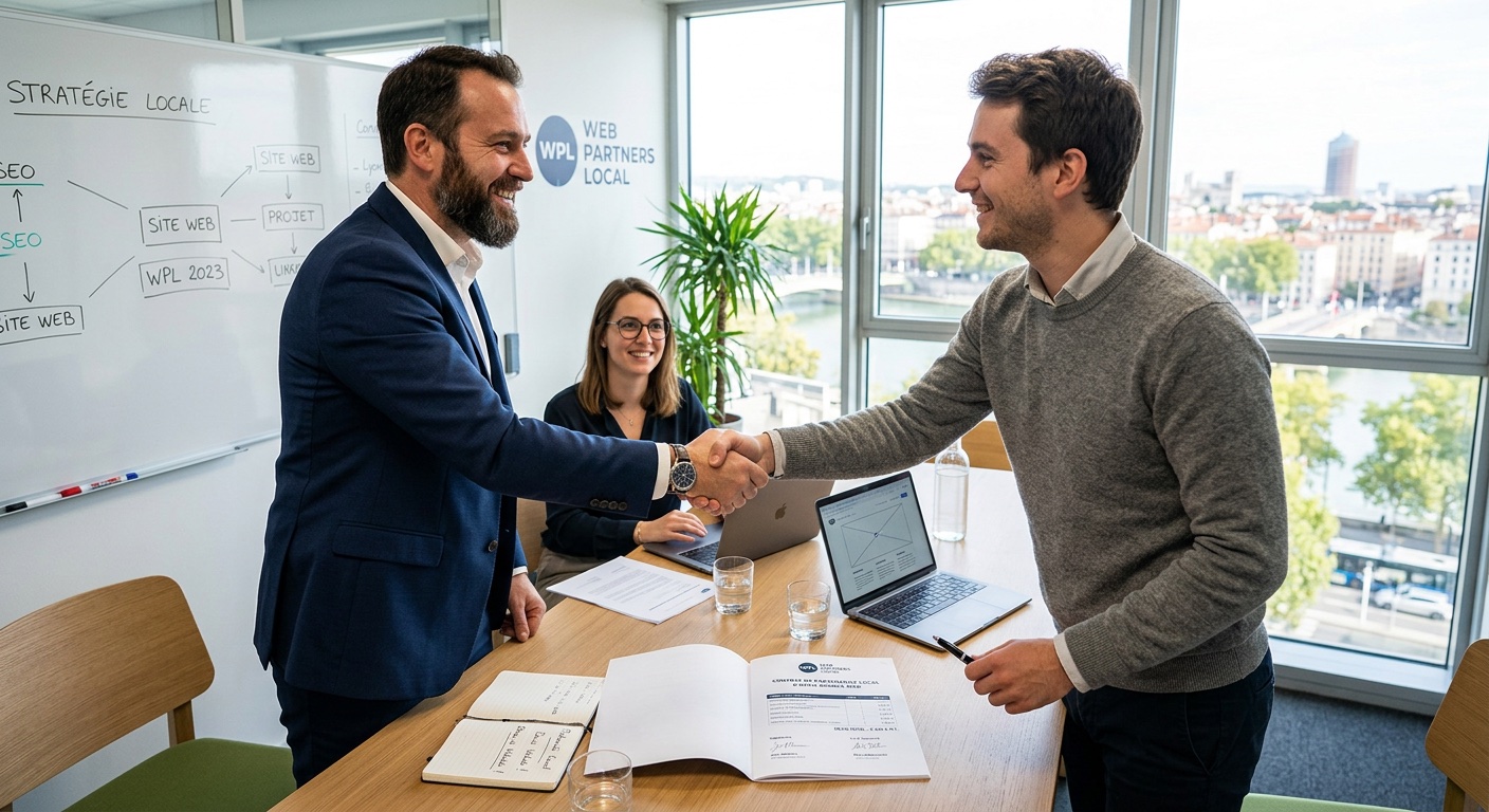 Poignée de main contrat partenariat local devis agence web réunion
